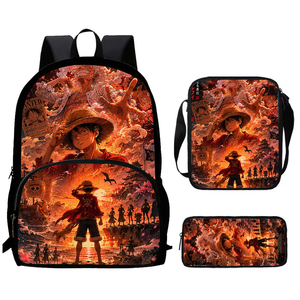 One Piece 3 In 1 Lightweight Adjustable Front Pocket School Backpack Set With Crossbody Bag Pencil Case For Boys Girls Ages 6-10
