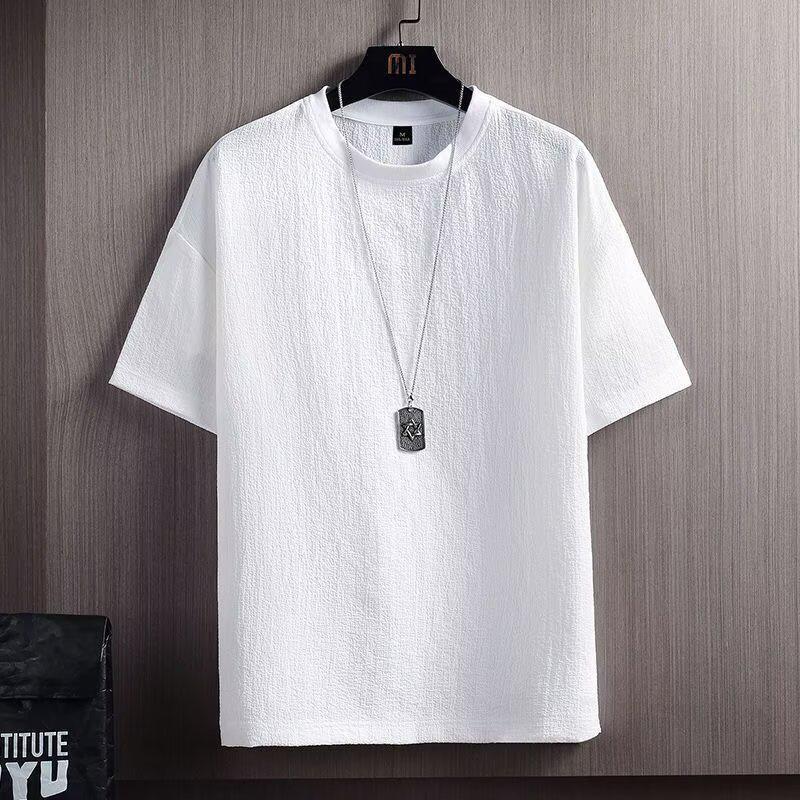 

Men s Summer Printed Ice Silk Short Sleeve Round Neck T-Shirt L