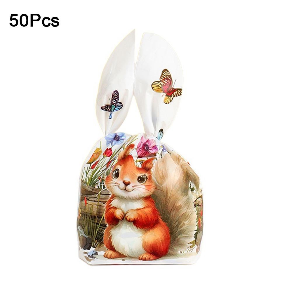 50 Buc Pungi Urechi Lungi Iepure Desen Animat Model Animal Pungi pentru Bomboane Cadou Pungi Ambalare Fursecuri Gustare