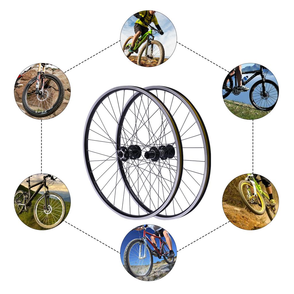 Lightweight 29-Inch MTB Wheelset, Aluminum Alloy Disc Brake Rims with Black Hubs, 200kg Load Capacity for Cycling Upgrades