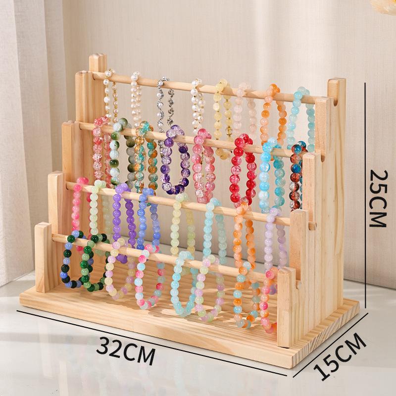 Solid Wood Multi-layer Bracelet and Jewelry Display Stand