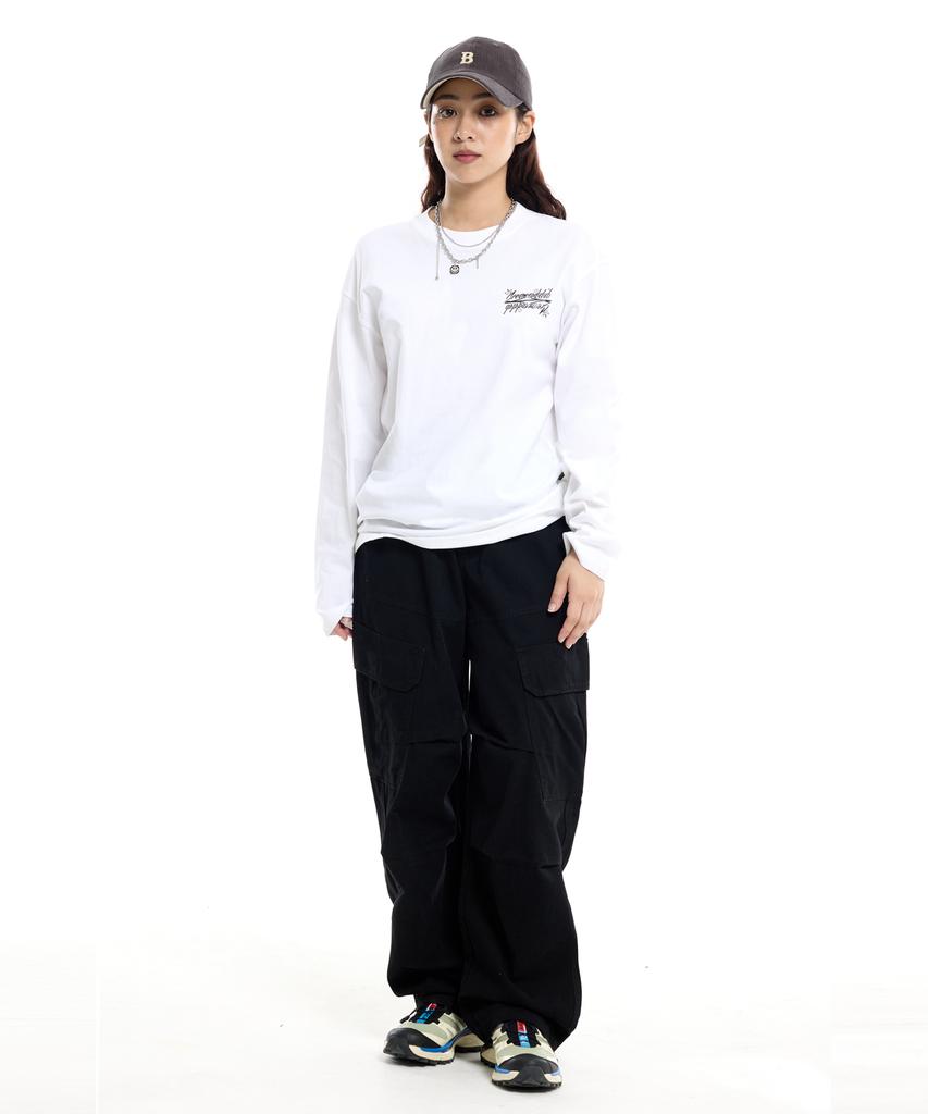 CREAM SODA LAB Diagonal Cut Field Parachute Cargo Pants Black