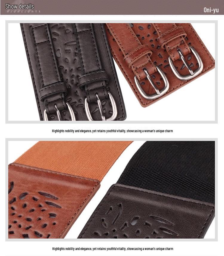 Herbst/Winter Mode Doppelreiher Mantel mit elastischem Bund & breitem Gürtel für Damen