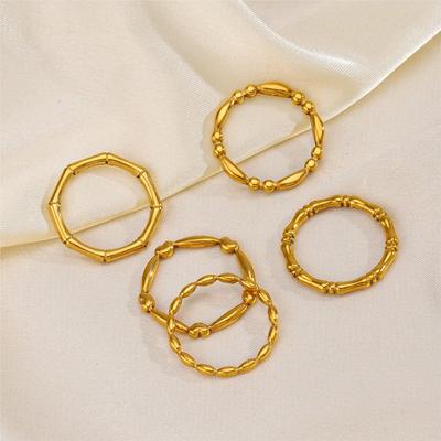 Stainless Steel Geometric Bamboo Jonit Rings For Women Plain Circle Ring Fashion Simple Jewelry Accessory