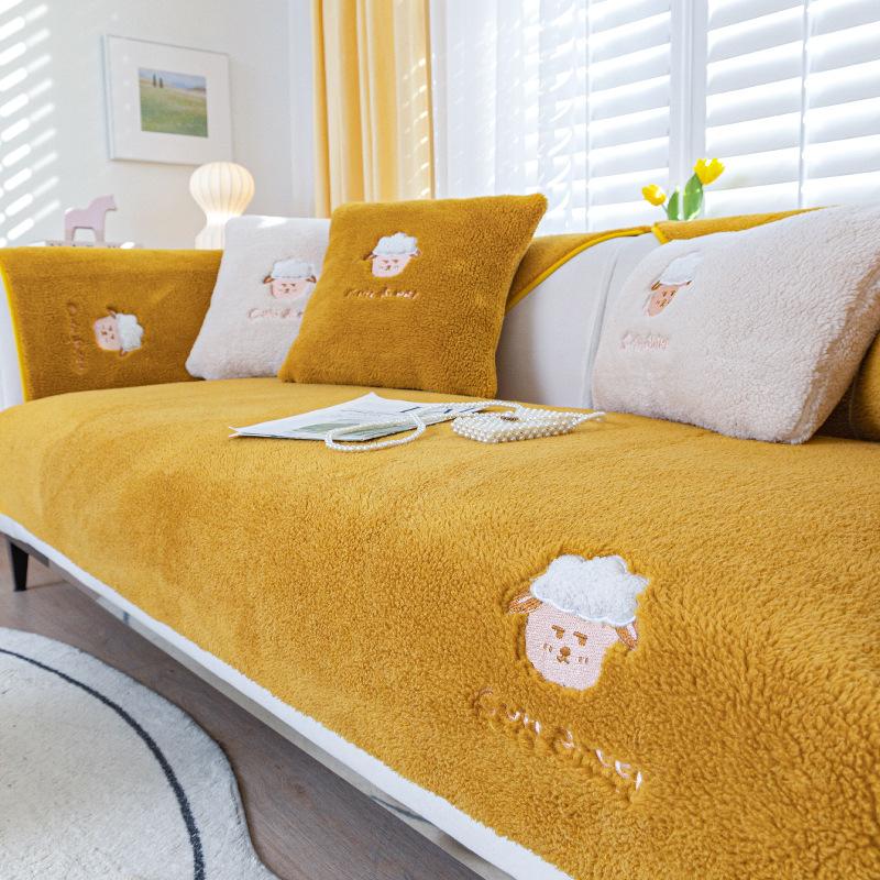 Dicker Plüsch-Sofabezug für Chaiselongue, universeller Ecksofa-Handtuchbezug, rutschfester Couchbezug für Wohnzimmer, mehrere Größen