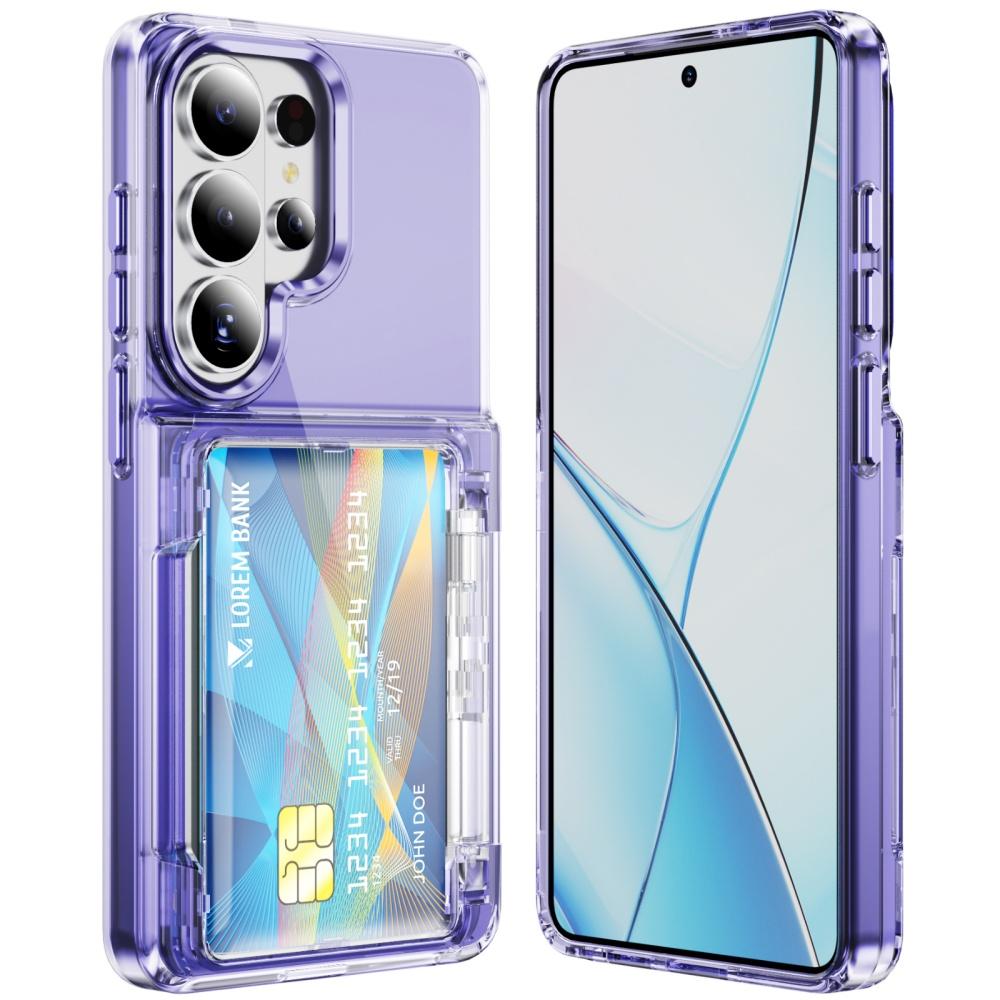 Soporte Plegable para Tarjetas Ranuradas Estuche Transparente Para Samsung S26 Ultra S25 Plus S24 S23 Cartera Transparente Soporte Cubierta de Acrílico PC a Prueba de Golpes
