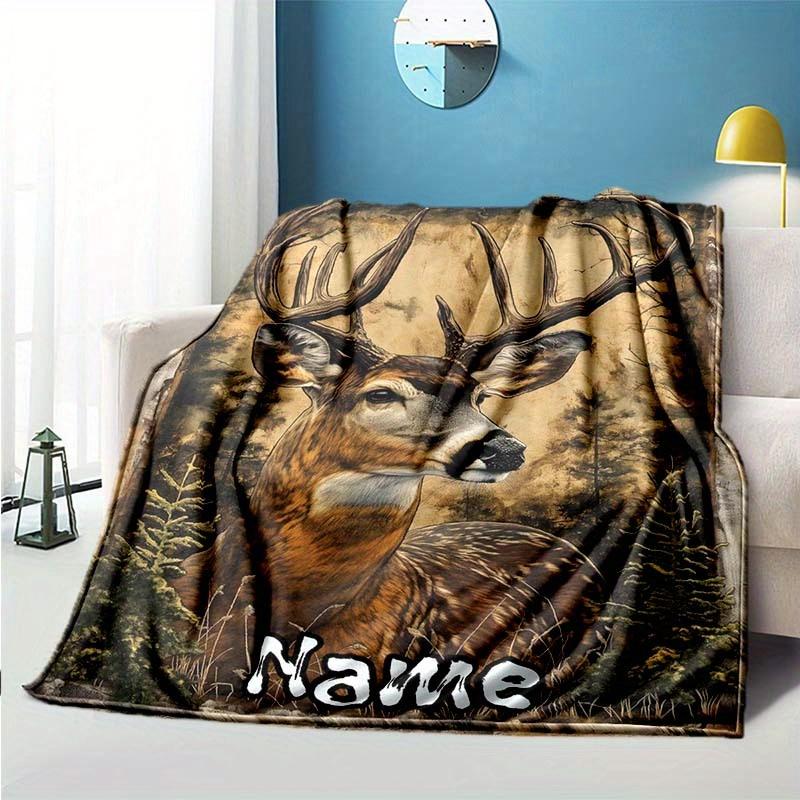 Deer Customize Your Name Outdoor Blanket Used For Chair Office Sofa Bed Camping Soft And Warm Giving Friends And Relatives Birthday Graduation Gift