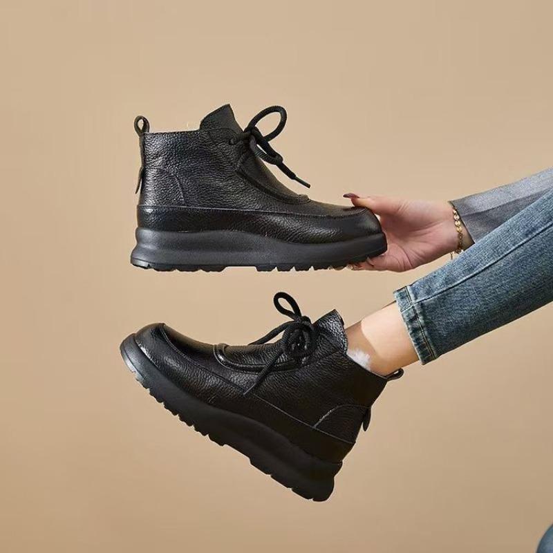 New fashionable versatile outdoor warm snow boots casual comfortable wool short boots round cotton shoes women