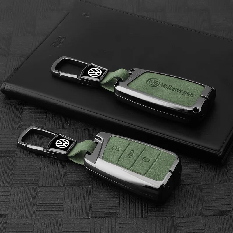 Hot Suede Leather Car Smart Remote Key Case Fob Cover Protection Holder Shell for VW Volkswagen Magotan Passat B8 Auto Accessori