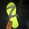 Oversized Flat Bottom Slippers Summer New Open Toe Rhinestone Beach Sandal Slippers for Womens