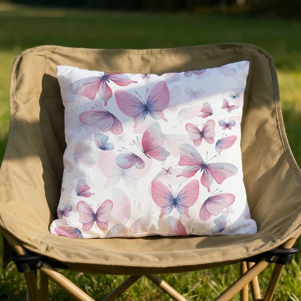 Watercolor Butterfly Pattern Cushion Cover Soft Reversible  Durable Pillow Cover  MultiScene Use for Home  Car Daily Comfort