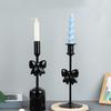 1PC Glass Halloween Bow Taper Candlesticks Elegant Table Centerpieces Tabletop Decor for Dinners Black Weddings 4 Styles