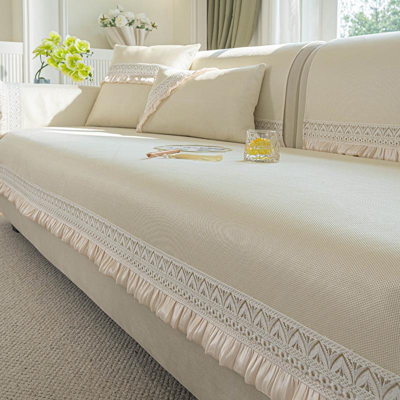 Summer Ice Silk Sofa Cushion Cool French Non-Slip Light Luxury High-End Mat Cover Sofa Cover
