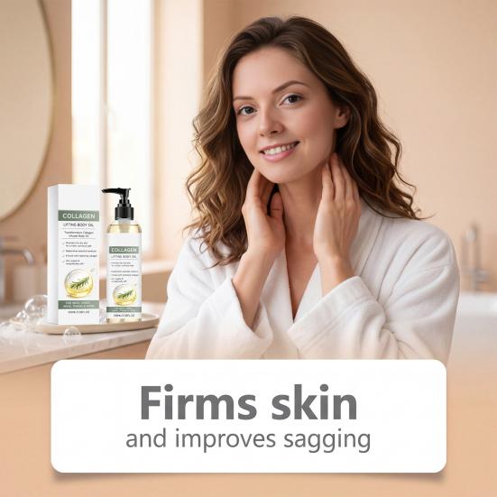 100ML Collagen Lifting Body Oil for Men Women, Hydrating Anti-Aging Body Care Oil, After Shower Crepey Skin Softening Moisturizing Oil for All Skin