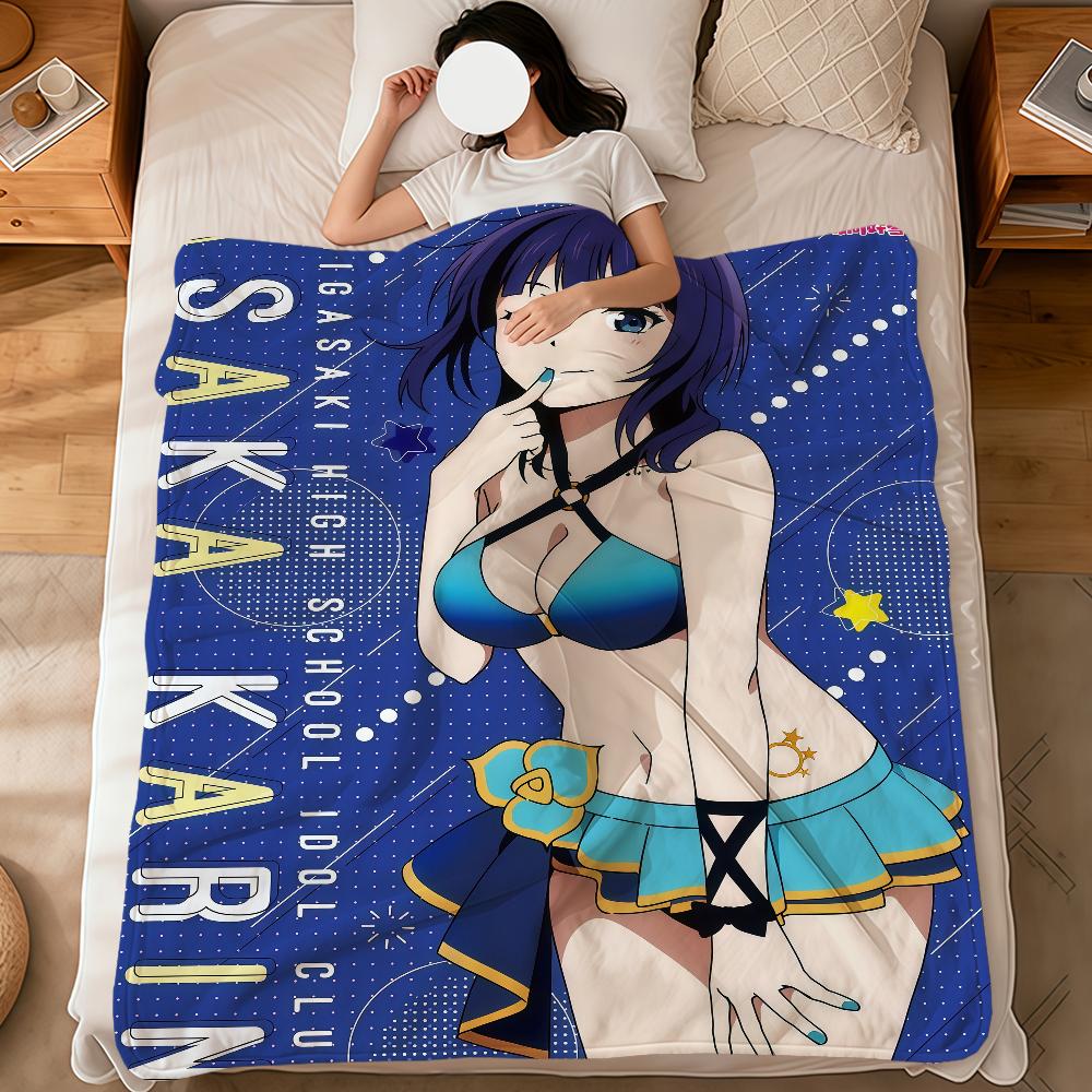 anime art cute girl a-asaka karin soft warm plush blanket for dormitory sofa living room pet hogar bedroom gift nap home Flannel