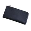 il modo ZIP zipper genuine leather small long wallet [STATUSY] Japanese-made L-shaped (Black, Right-Handed)