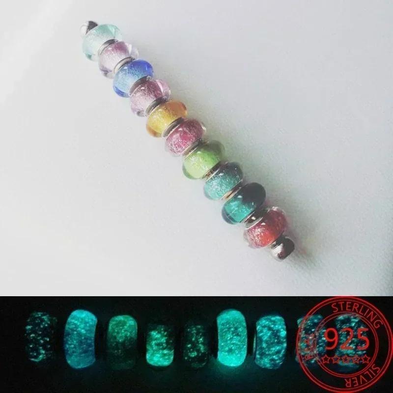Colorful Murano Glass Beads Glass Ripple Charm Wavy Glass Bead Charms Fit Brand Bracelets Women Copper Jewelry Gift