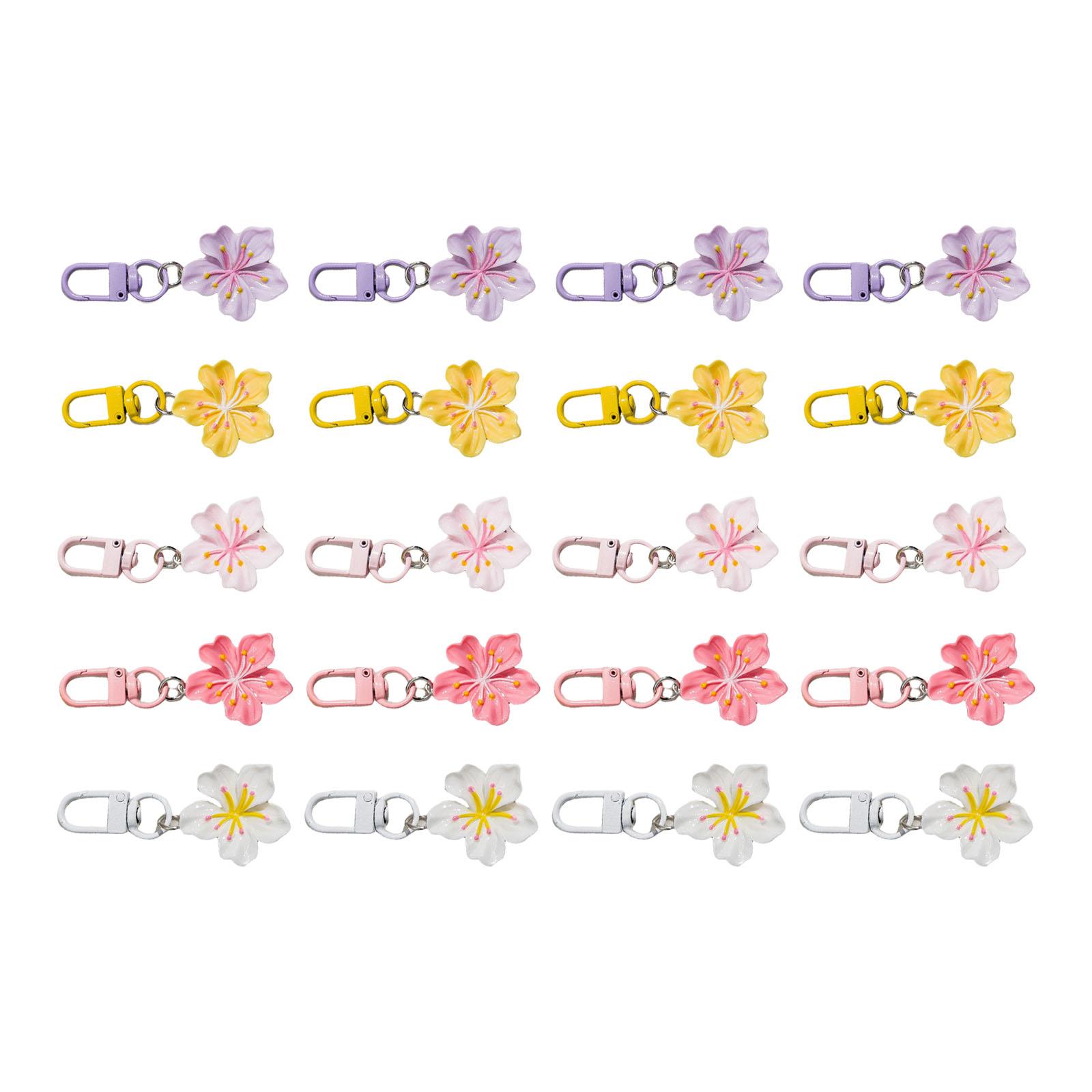 

20 Pieces Spring Floral Keychain Set 5 Vibrant Color Resin Charm For Handbags Jewelry Hanging Decoration Ornament 1