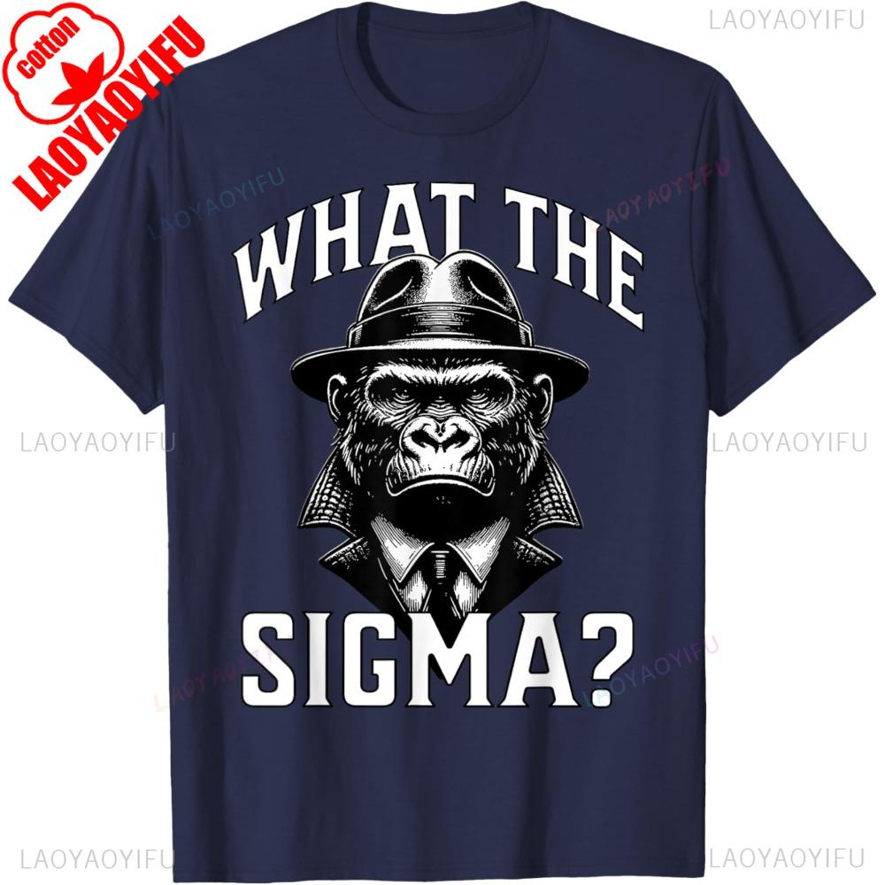 WHAT THE SIGMA TShirt Gentleman Gorilla Graphic Printed Tshirt Men Funny Summer Casual Daily Life Crewneck Cotton Short Sleeve