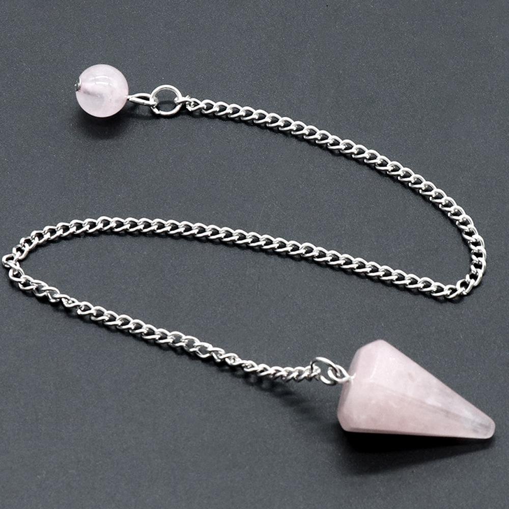Rose Quartz & Tiger Eye Hexagonal Pyramid Pendulum Agate Crystal Pendant