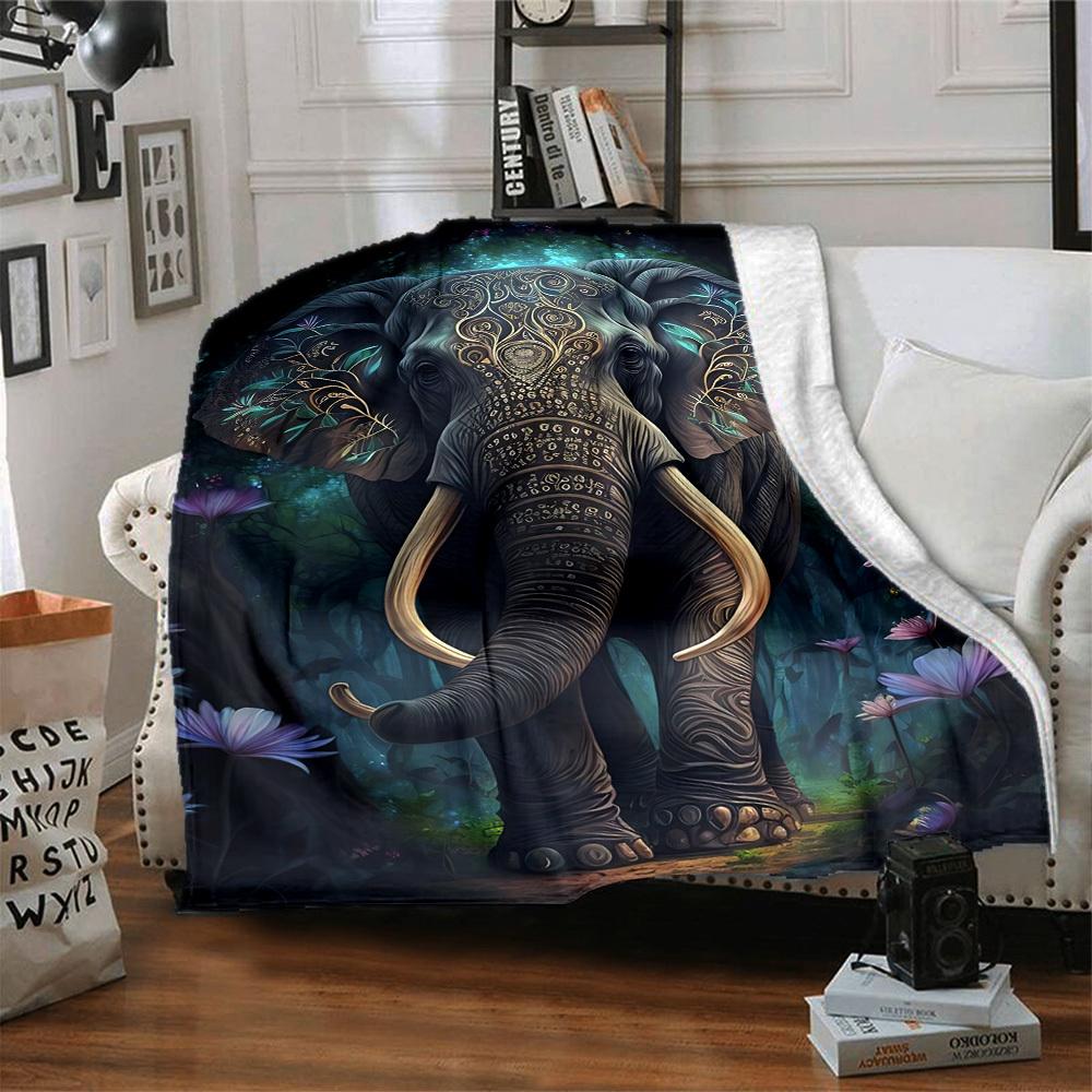 1pc Elephant Artwork Blanket Lightweight Blanket Throw Blanket For Sofa, Bed, Travel, Camping, Livingroom, Office yy251010017