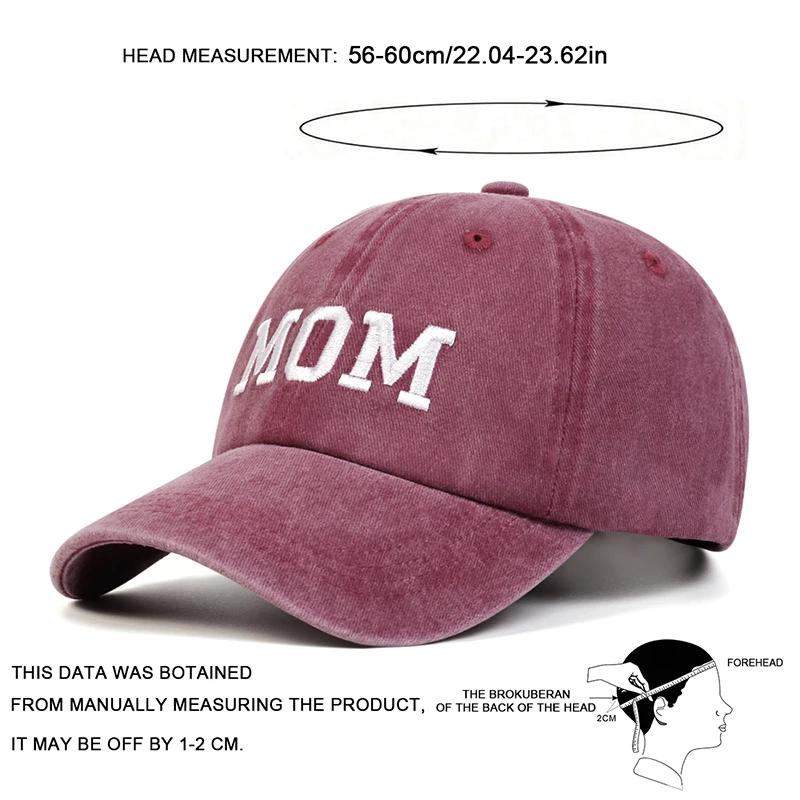 Unisex DAD MOM Stickerei mit Buchstaben Gewaschene Baseballkappen Frühling und Herbst Outdoor Verstellbare Lässige Hüte Sonnenhut