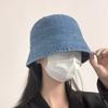 Neuer einfarbiger Sonnenhut Gewaschener Denim Minimalistische Fischerkappe Atmungsaktiver Eimerhut Reise