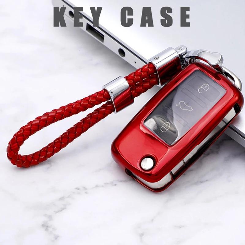 Soft TPU Car Key Case Cover Keychain for VW Volkswagen Polo Golf Passat B5 B6 B7 Beetle Caddy T5 Up Eos Tiguan for Skoda Octavia