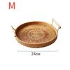 Rattan Storage Baskets with Handle Woven Organizer Storage Boxes Severing Tray Food Sharing Decoration Plate Kitchen Accessories