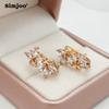 SIMJOO Stilvolle Zirkon-Ohrringe Einfaches Design Hohl-Ohrringe für Damen