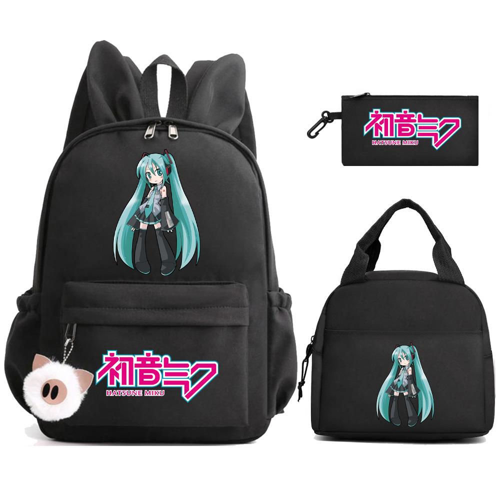 Zaino Stampato Cartoon Hatsune Miku Borsa Pranzo Astuccio per Bambini Studenti Borsa Scuola Ragazza Bambino Regalo Borsa da Viaggio Donna