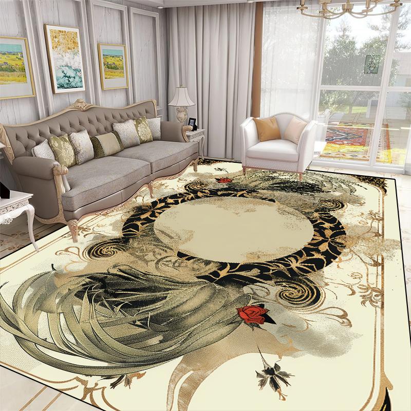 Luxury 3D Plant Carpets for Living Room Europe and America Decoration Large Carpets Non-slip Coffee Table Side Mat Lounge Rug