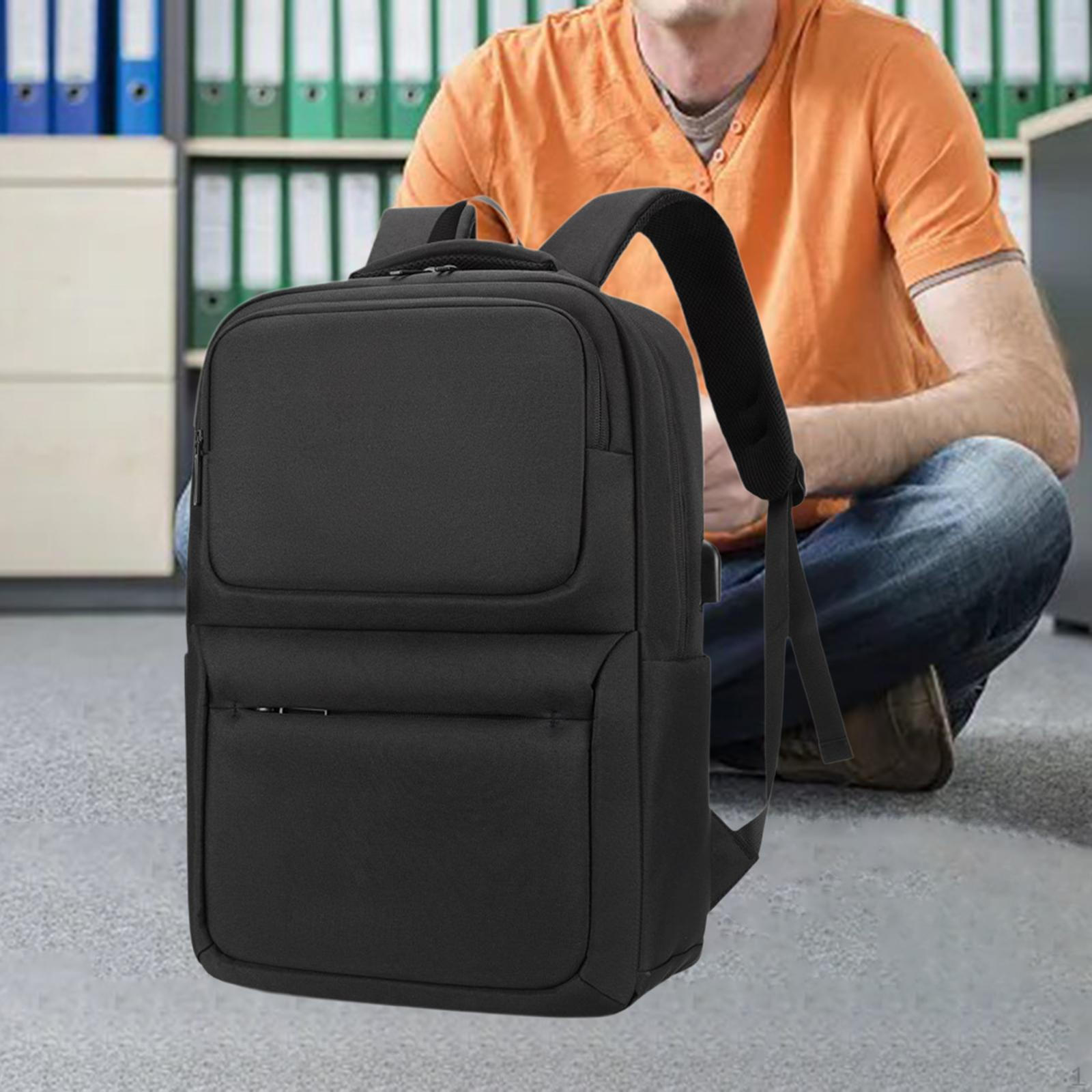 

Рюкзак для ноутбука для мужчин с портом для зарядки USB, водостойкий, деловой чёрный