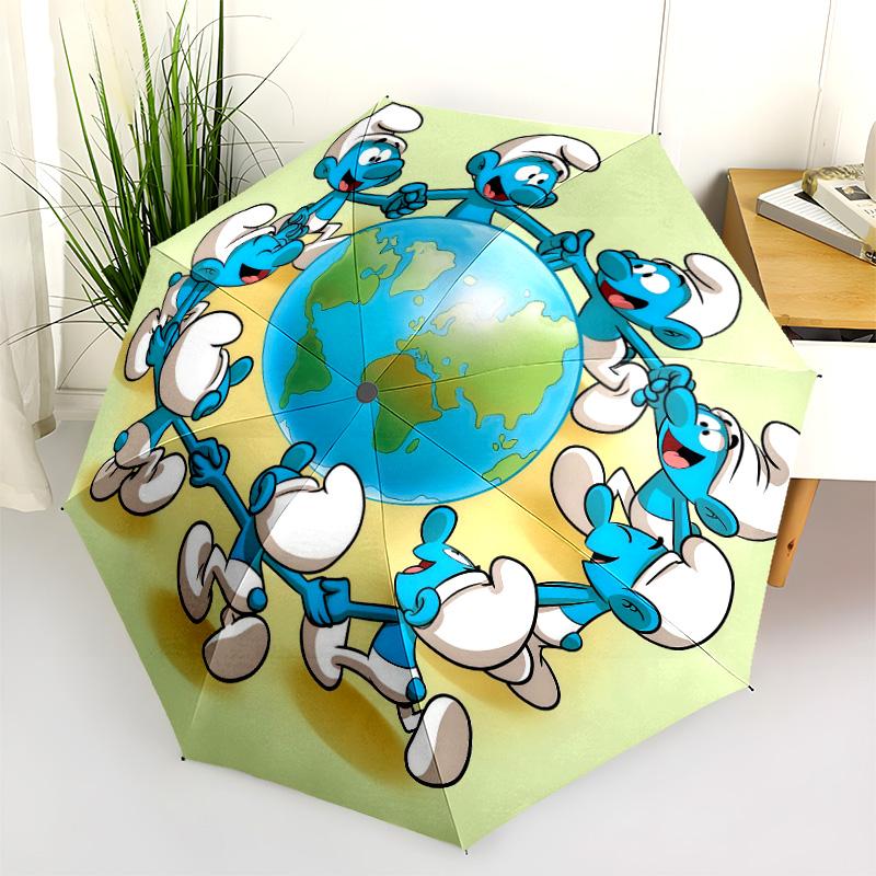 Smurfs Folding Umbrella Suitable For All Seasons Umbrella Umbrella Travel Umbrella Printing