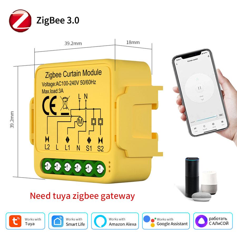Tuya WiFi ZigBee Curtain Module Blinds Roller Shutter Electric Motor Smart Curtain Switch Alexa Google Home Voice APP Control