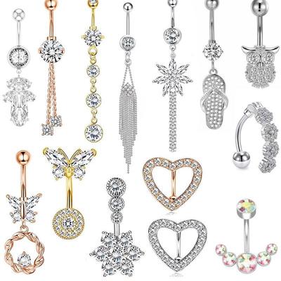 Europäischer und amerikanischer Bauchnabelring aus Zirkonia und Kupfer – Sexy Piercingschmuck
