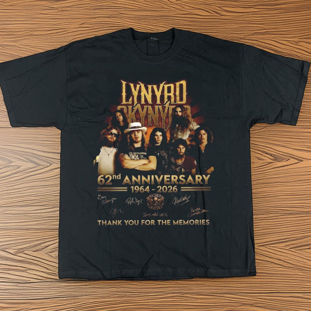 New! Lynyrd Skynyrd 62nd Anniversary 2026 Unisex Black Cotton T-Shirt