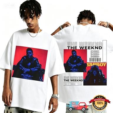 The Weeknd Starboy 2026 Pure Cotton Twosided Pattern Unisexs And Unisexs Hiphop Concert Shortsleeved Tshirt