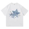 Tricou Alb Oversized Streetwear cu Grafică Stea Y2K "Silent Treatment" de la Freya Skye pentru Pasionații de Modă