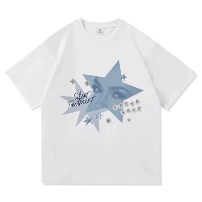 Freya Skye "Silent Treatment" Y2K Stern Grafik Oversized Streetwear Weißes T-Shirt für Modefans