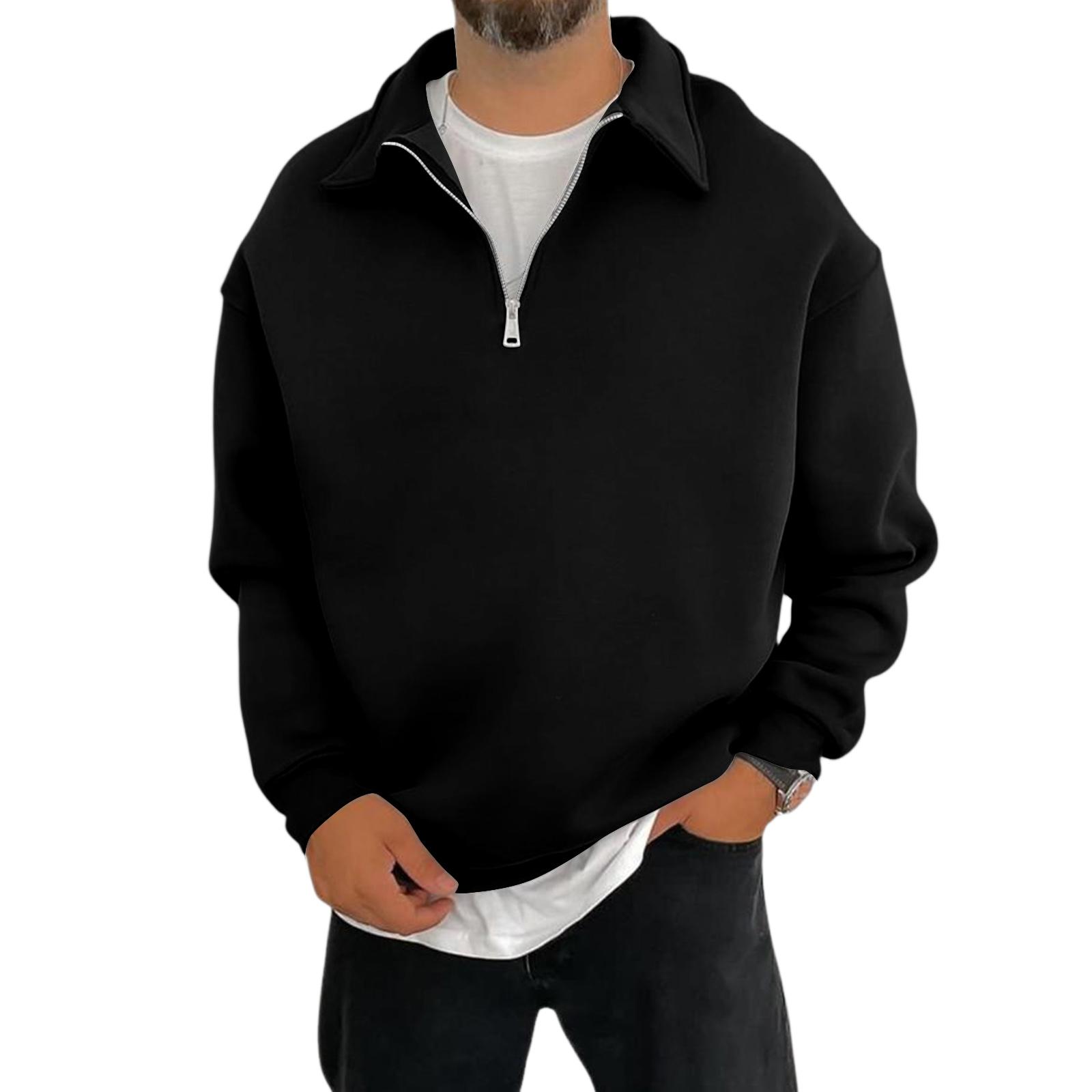 

Men s Casual Loose-Fit Collared Shirt With Long Sleeves L чёрный