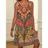 Women's Bohemian Sleeveless Round Neck Dress A Line Knee Female Clothing Casual Floral Midi Dress Dresses Summer