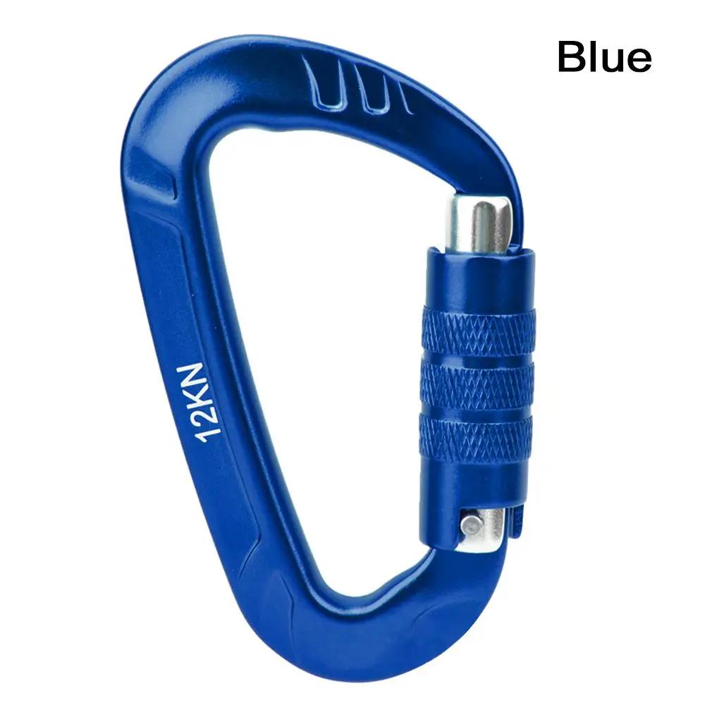 12KN Outdoor Automatic Lock Buckle D Shaped Carabiner Clasp Keyring Clip Sports Rope Buckle Water Cup Buckle Climbing Tools
