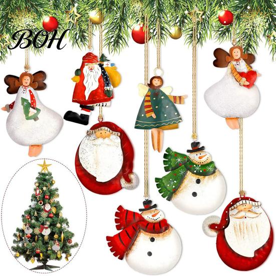 Festive Wooden Ornaments for Holidays 16/24/32Pcs Christmas Ornaments, Flying Angels Decorations, Santa Claus Rustic Xmas Party Supplies Holiday