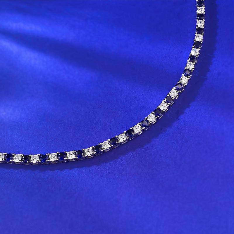 Pure Bracelet With Royal Blue Full Diamond Bracelet Mingyuan Style