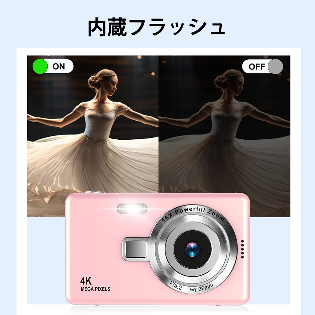 Digital Camera with 4K Video 50 32GB Micro SD AF Compact Large 16x Image Large Japanese Instruction Ideal for Students and School Trip Recording,