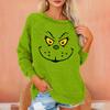 Women's Fashionable Round Neck Long Sleeved Christmas Printed Loose Plush Warm Pullover Top