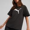 PUMA Logo Print Round Neck Loose Short Sleeve T-Shirt Women Tops Black 676650-01