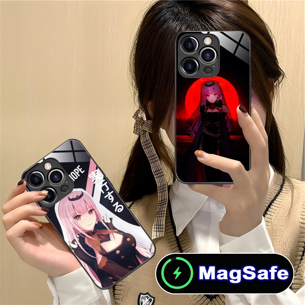 Holo Mori Calliope Glass MagSafe Mobile Phone Case for iPhone 17 16 15 14 13 12 11 Air Pro Max Plus Mini Colorful Cover