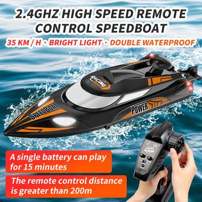 HJ810 Remote Control High-speed Boat 2.4G Long-distance Water Remote Control Speedboat Children's Toy Boat Night with Lights